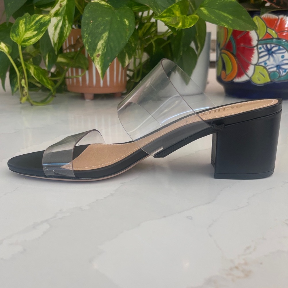 SCHUTZ Black and Transparent Strap Slide Sandal Size 6.5  NWT - Picture 9 of 11